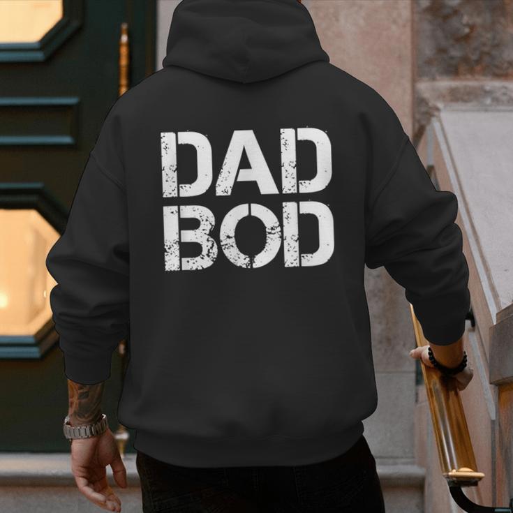 Dad BOD Rough Strong 90s Stencil Text Men's Hoodie Back Print