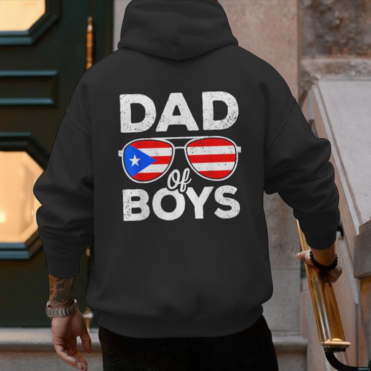 Dad Of Boys Fathers Day Retro Puerto Rico Flag Boricua Dad Men's Hoodie Back Print