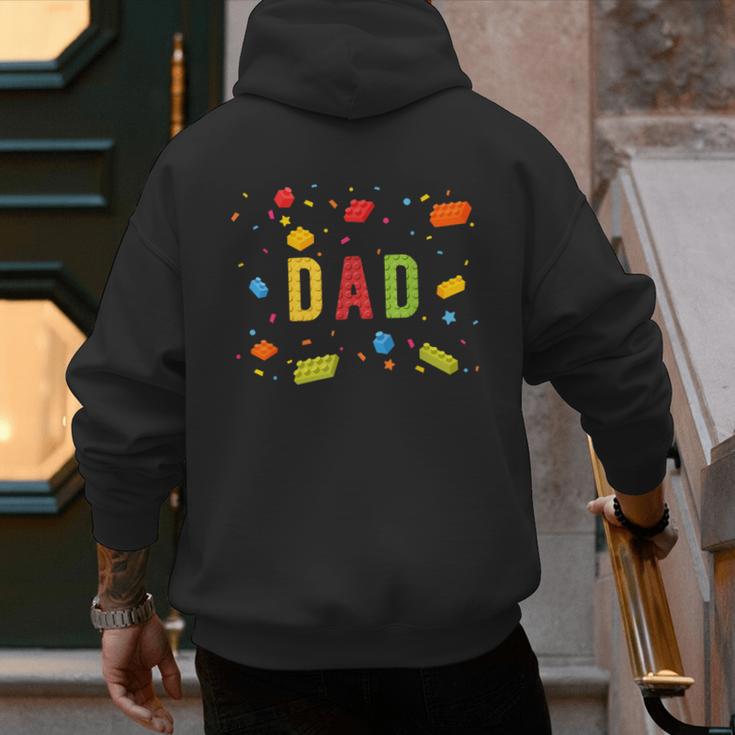 Dad Building Blocks Birthday Boy Men's Hoodie Back Print