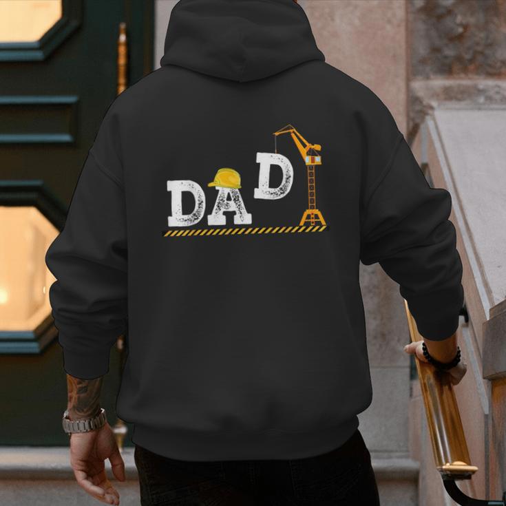 Dad Construction Excavator Family Matching Bday Party Men's Hoodie Back Print