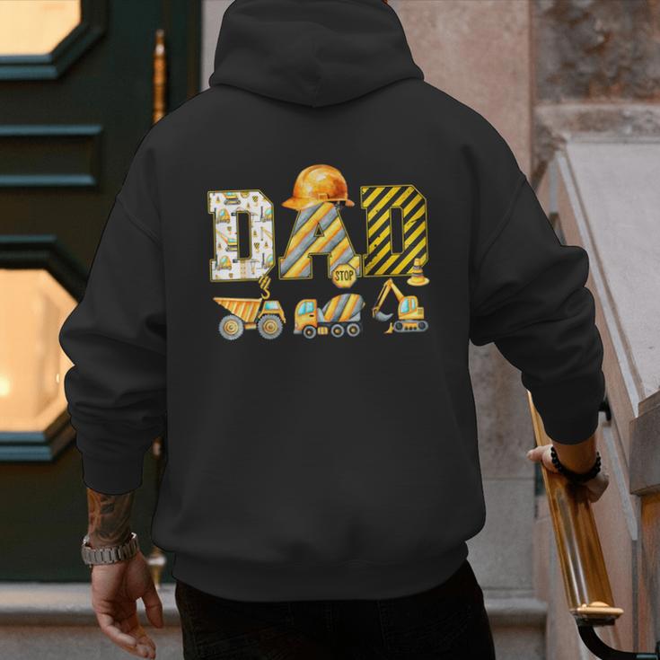 Dad Construction Excavator Kids Matching Family Party Men's Hoodie Back Print