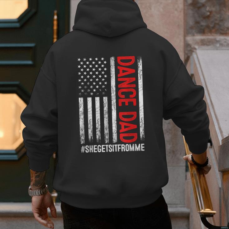 Dad Dance She Get It From Me Proud Dancer Dad USA Flag Men Men's Hoodie Back Print
