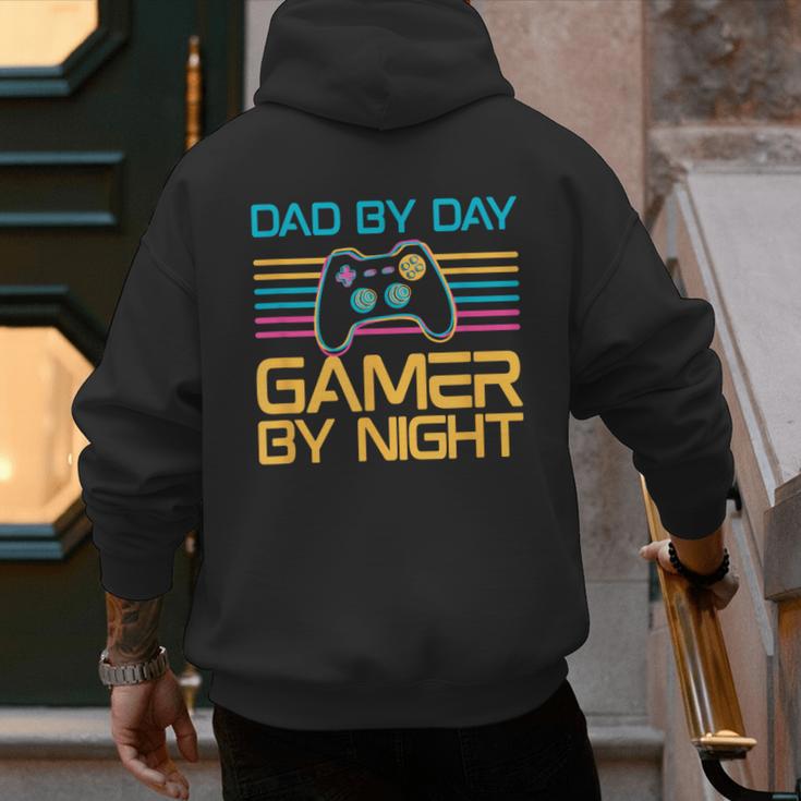 Dad By Day Gamer By Night Video Games Lover Gamer Dad Men's Hoodie Back Print