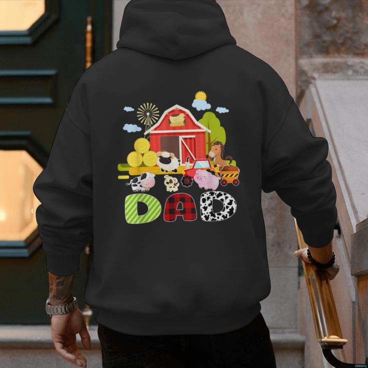 Dad Farm Animal Birthday Family Matching Party Men's Hoodie Back Print