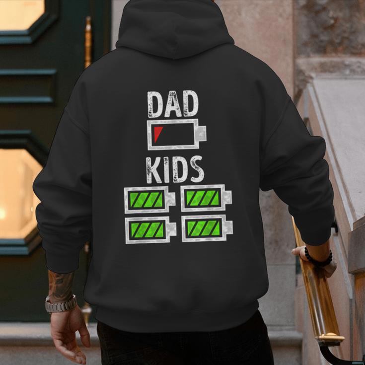 Dad Of Four Low Battery Father Of 4 Kids Dad Men's Hoodie Back Print