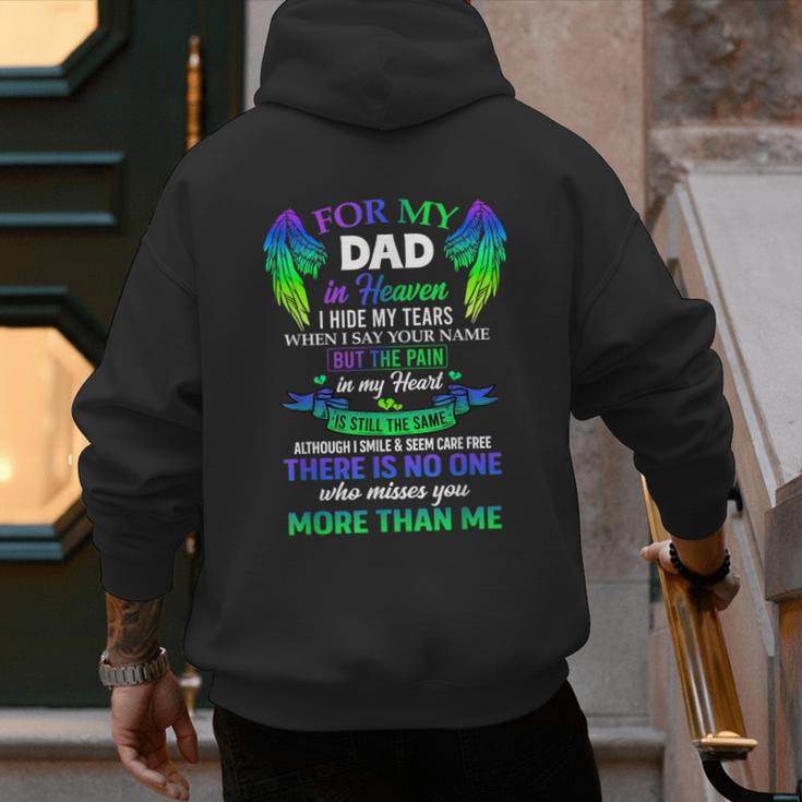For My Dad In Heaven Touching Tribute For Passed Away Father Men's Hoodie Back Print
