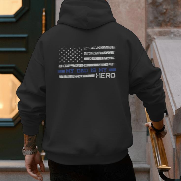Dad Is A Hero Idea Son Daughter Of Police Men's Hoodie Back Print