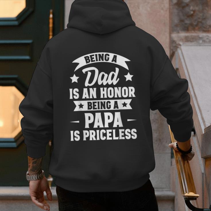 Being A Dad Is An Honor Being A Papa Is Priceless Men's Hoodie Back Print