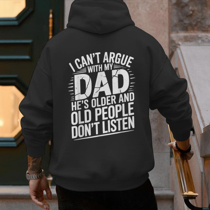 Dad Jokes Can't Argue With My Dad He's Old Retro Humor Men's Hoodie Back Print