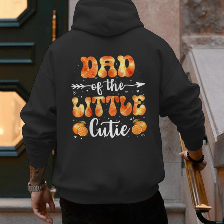 Dad Little Cutie Baby Shower Orange 1st Birthday Party Men's Hoodie Back Print