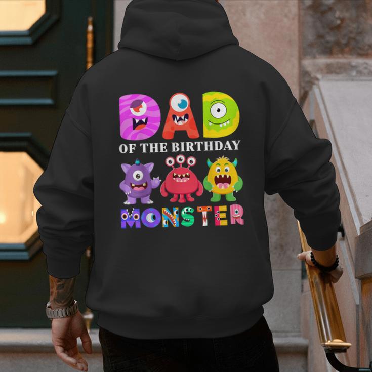 Dad Little Monster Kids 1st Birthday Party Family Monster Small Men's Hoodie Back Print