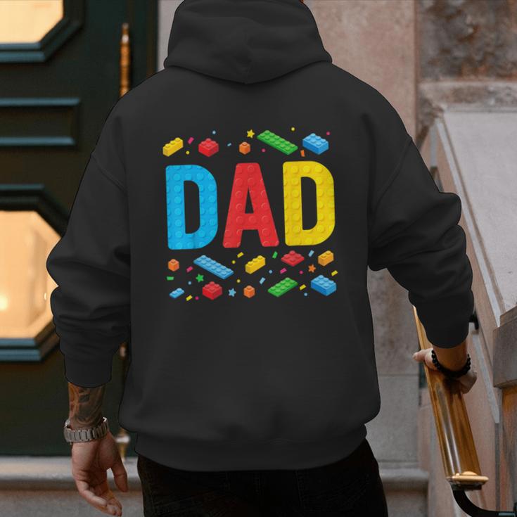 Dad Master Builder Building Bricks Blocks Family Fathers Day Men's Hoodie Back Print