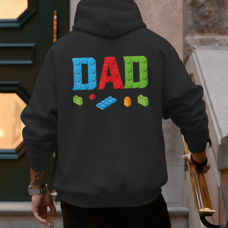 Dad Master Builder Building Bricks Blocks Family Set Parents Small Men's Hoodie Back Print