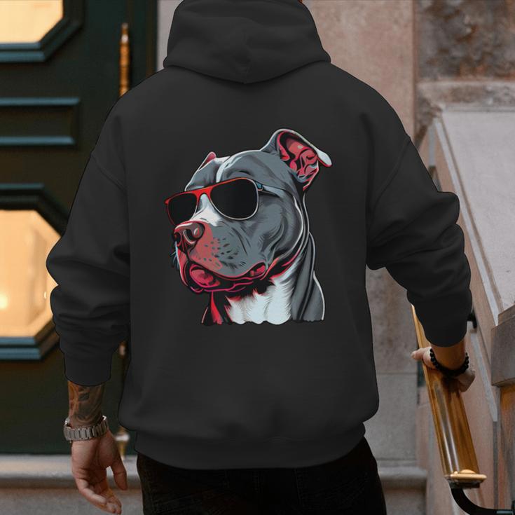 Dad Mom Cool Dog Sunglasses Pitbull Men's Hoodie Back Print