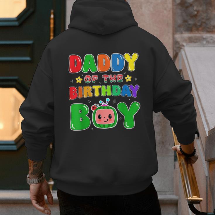 Dad And Mom Daddy Of The Birthday Boy Tee Melon Family Party Men's Hoodie Back Print