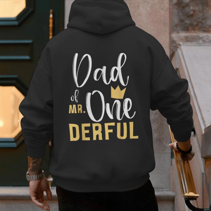 Dad Of Mr Onederful 1st Birthday First One-Derful Matching Men's Hoodie Back Print