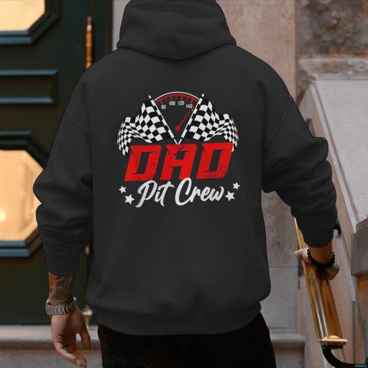 Dad Pit Crew Birthday Party Race Car Lover Racing Family Men's Hoodie Back Print
