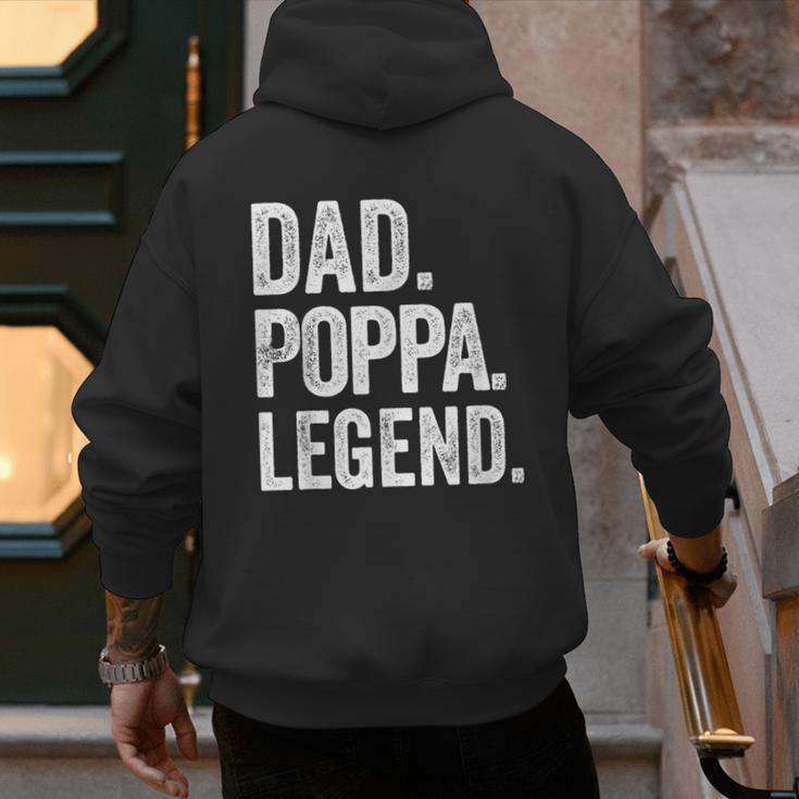 Dad Poppa Legend Vintage Distressed Bold Poppa Graphic Men's Hoodie Back Print