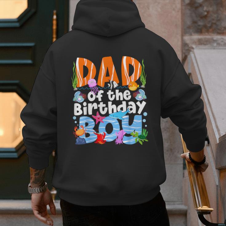 Dad Under Sea Birthday Party Boys Ocean Sea Animals Themed Men's Hoodie Back Print