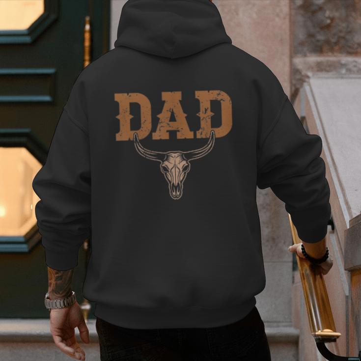 Dad Skull Fathers Day Shirt Western Rodeo Family Matching Men's Hoodie Back Print