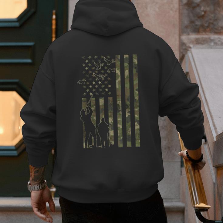 Dad And Son Duck Hunting Father And Son Matching Hunting Men's Hoodie Back Print