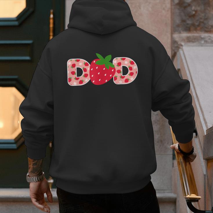 Dad Strawberry First Birthday Family Strawberry Men's Hoodie Back Print