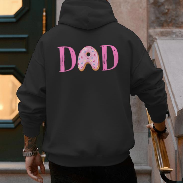 Dad Of The Sweet One Birthday Donut Girl 1st Birthday Men's Hoodie Back Print