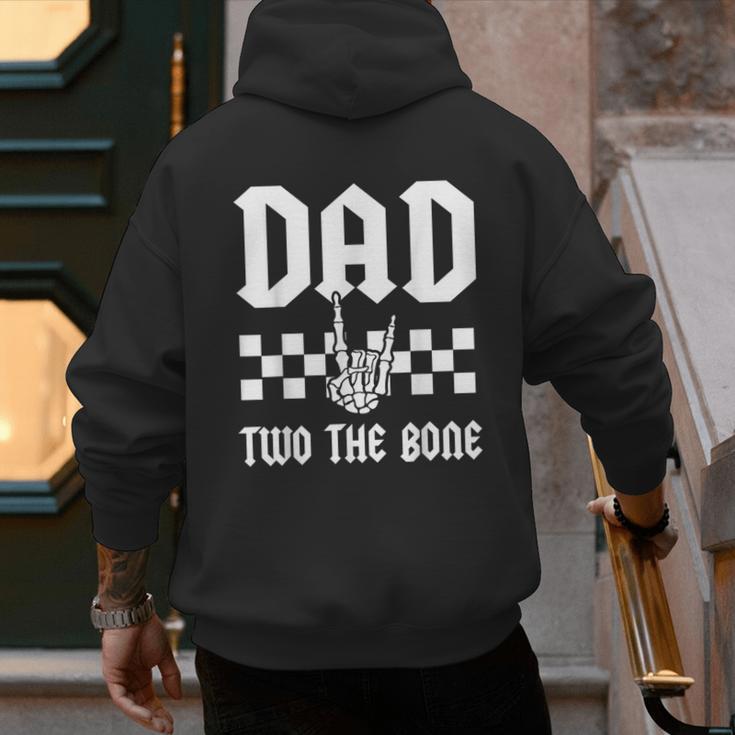 Dad Two The Bone Skeleton Hand 2nd Birthday Boy Girl Men's Hoodie Back Print Dad Two The Bone Skeleton Hand 2nd Birthday Boy Girl Men's Hoodie Back Print