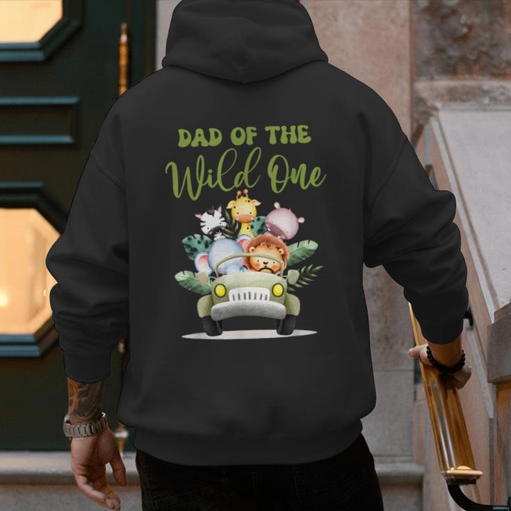 Dad Of The Wild One 1st Birthday Safari Family Matching Men's Hoodie Back Print