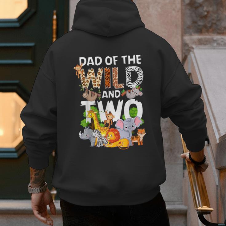 Dad Of The Wild Two Zoo 2nd Birthday Safari Jungle Animal Men's Hoodie Back Print