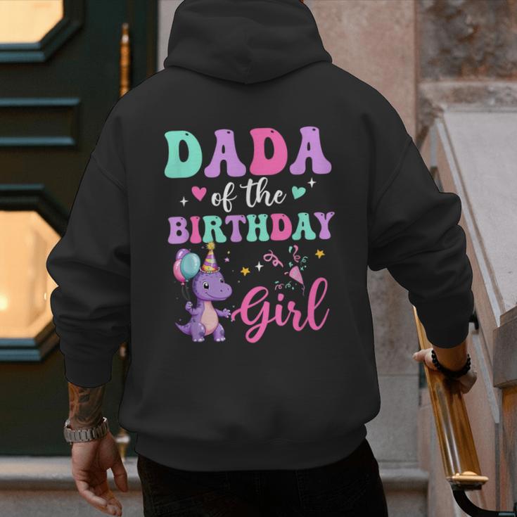 Dada Of The Birthday For Girl Dinosaur T-Rex Party Family Men's Hoodie Back Print