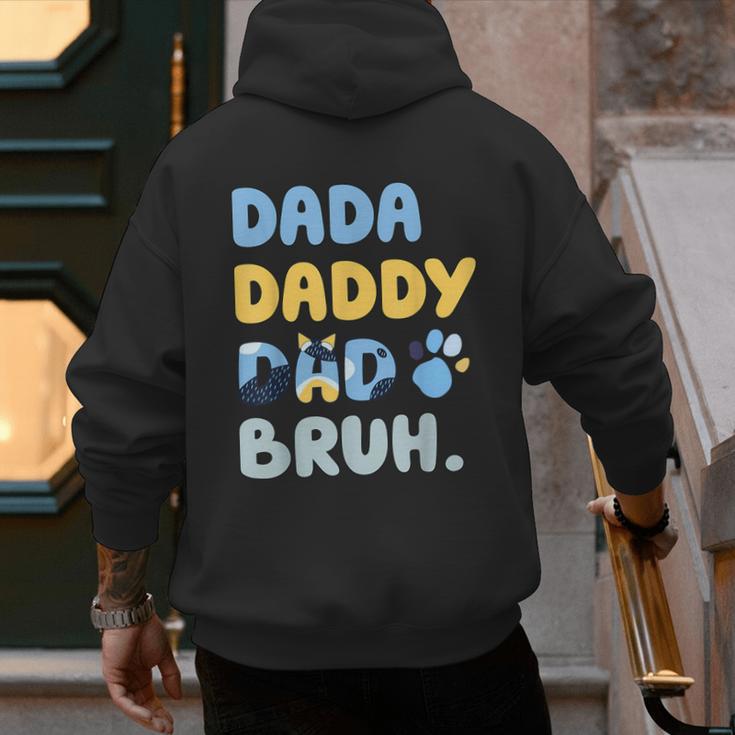 Dada Daddy Dad Bruh Fathers Day Blue Dog Men's Hoodie Back Print