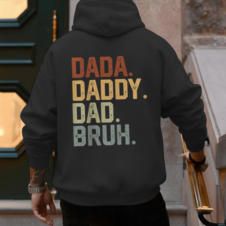 Dada Daddy Dad Bruh Retro Vintage Fathers Day Vintage Men's Hoodie Back Print