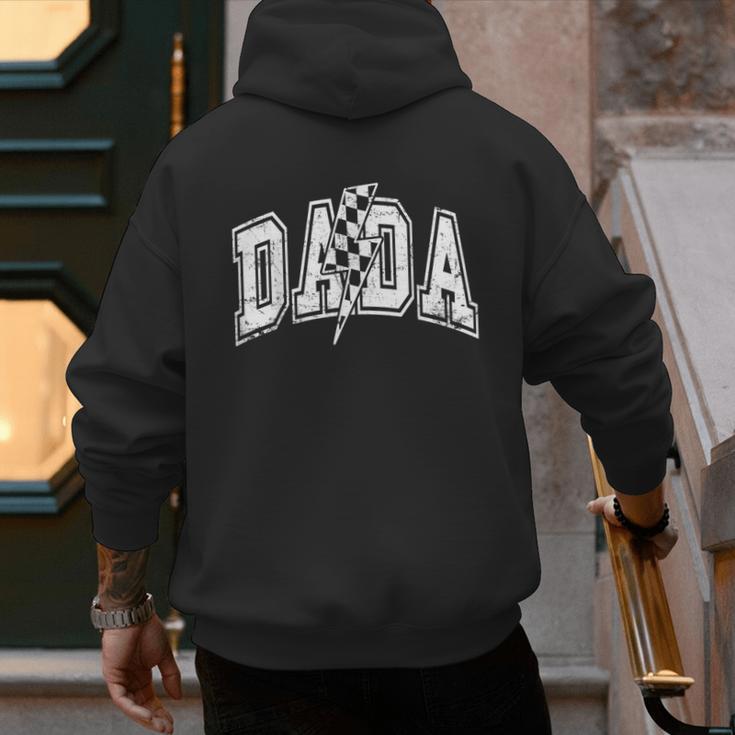 Dada Lightning Bolt Checkered Varsity Dad Men Father's Day Men's Hoodie Back Print