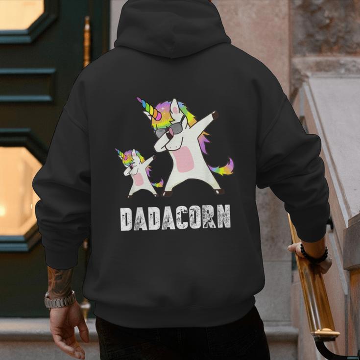 Dadacorn Shirt Unicorn Dad And Baby Best Father Men's Hoodie Back Print