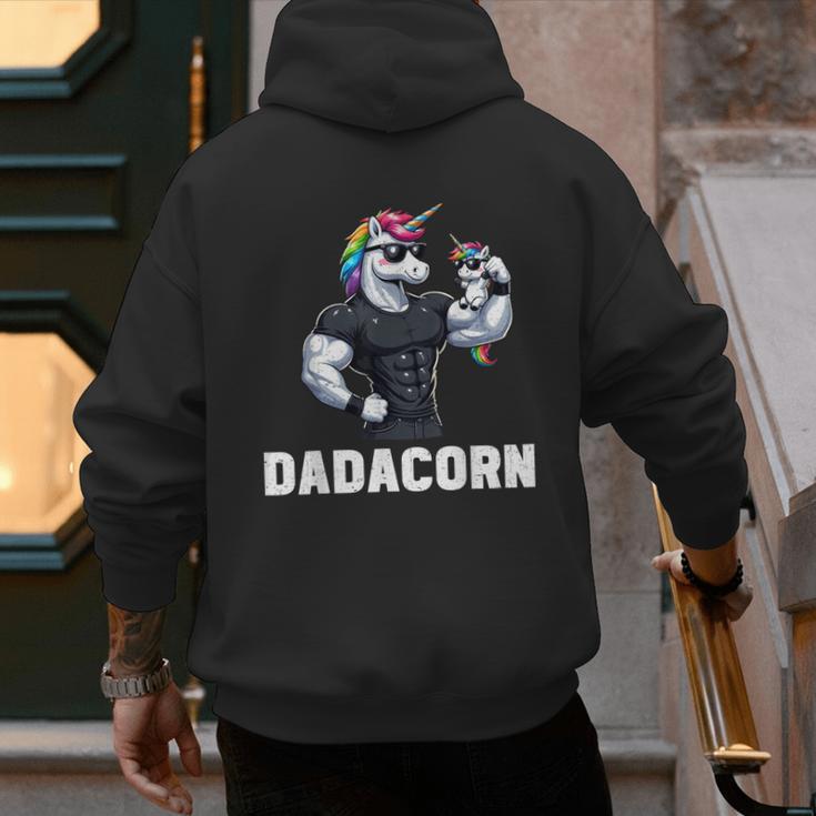 Dadacorn Unicorn Dad Papa Father's Day Daughter Men's Hoodie Back Print
