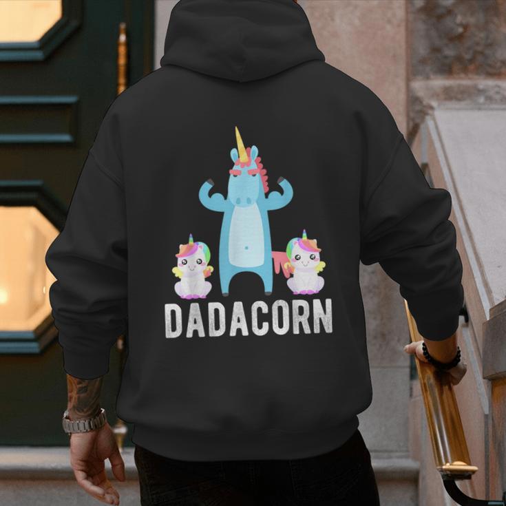 Dadacorn Unicorn Lover Tee For Papa Dad And Kid Men's Hoodie Back Print