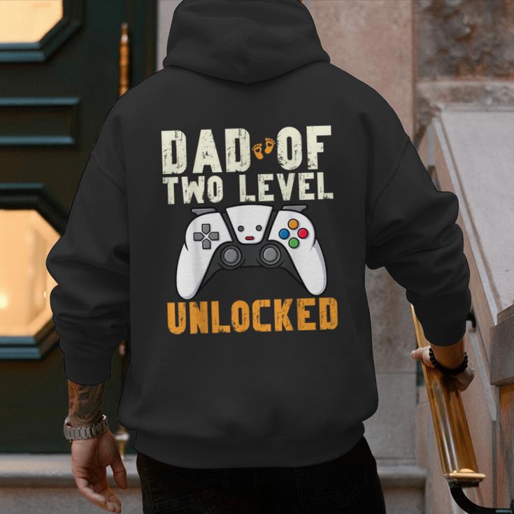 Daddy Again Leveled Up To Dad Of 2 Gamer Dad Level Unlocked Men's Hoodie Back Print