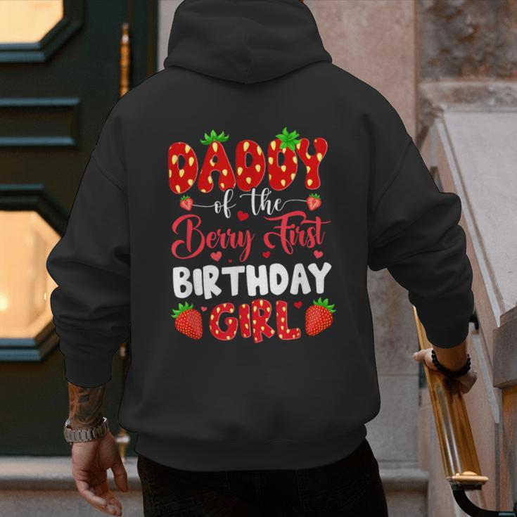 Daddy Of The Berry First Birthday Of Girl Strawberry Men's Hoodie Back Print