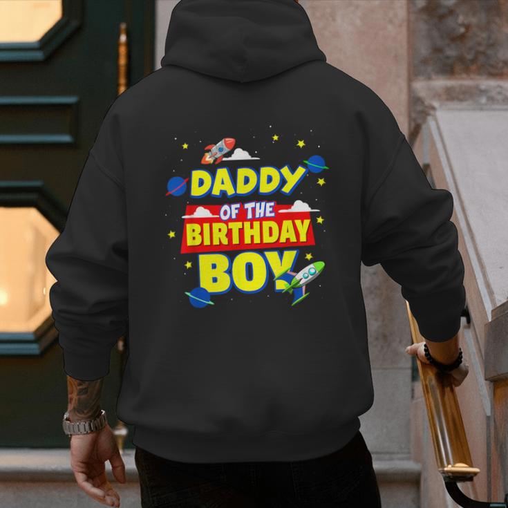 Daddy Of The Birthday Astronaut Boy Outer Space Theme Party Men's Hoodie Back Print