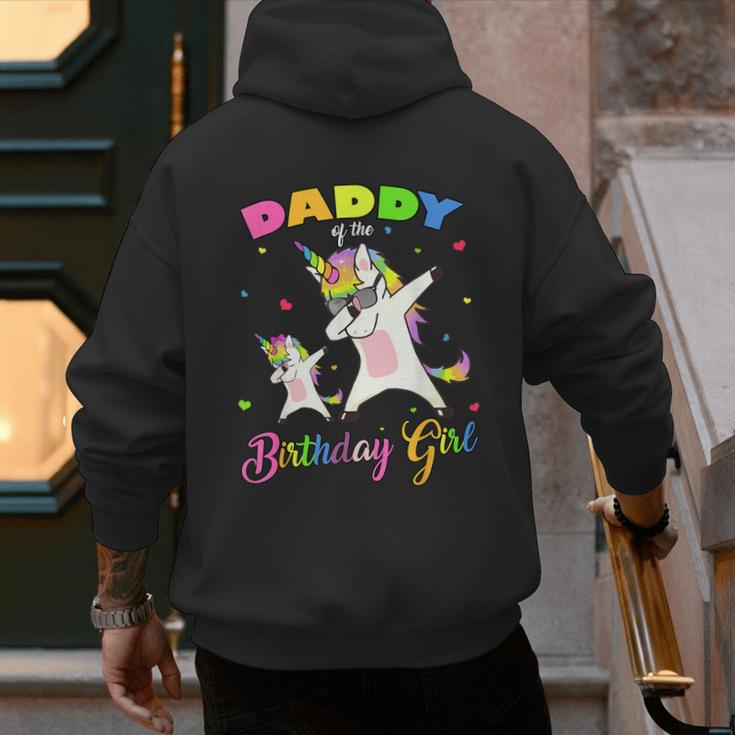 Daddy Of The Birthday Girl Dabbing Unicorn Princess And Dad Men's Hoodie Back Print