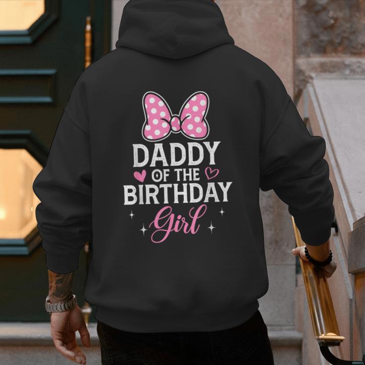Daddy Of The Birthday Girl Pink Bow Birthday Family Matching Men's Hoodie Back Print