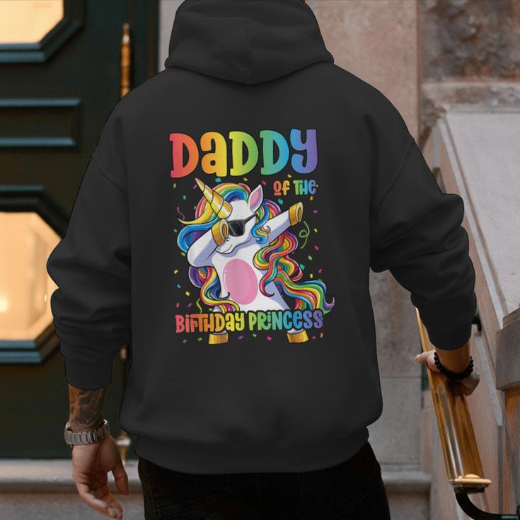 Daddy Of The Birthday Princess Girl Dabbing Unicorn Dad Men's Hoodie Back Print