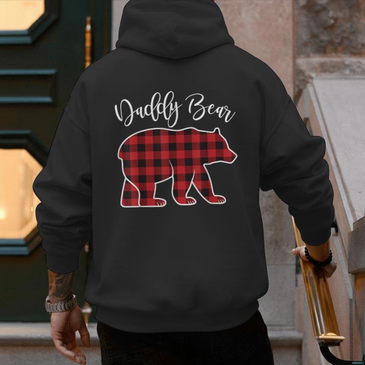 Daddy Dad Bear Pajama Red Buffalo Xmas Family Christmas Men's Hoodie Back Print