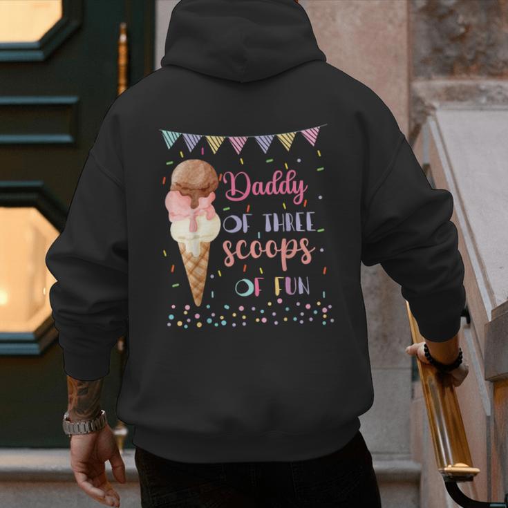 Daddy Dad Ice Cream Third Birthday Three Scoops Of Fun Men's Hoodie Back Print