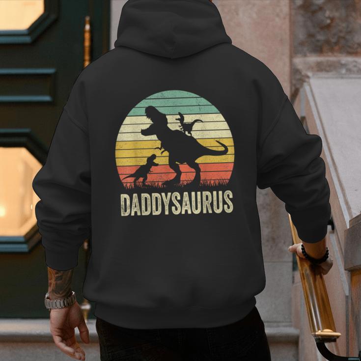 Daddy Dinosaur Daddysaurus 2 Kids For Dad Men's Hoodie Back Print
