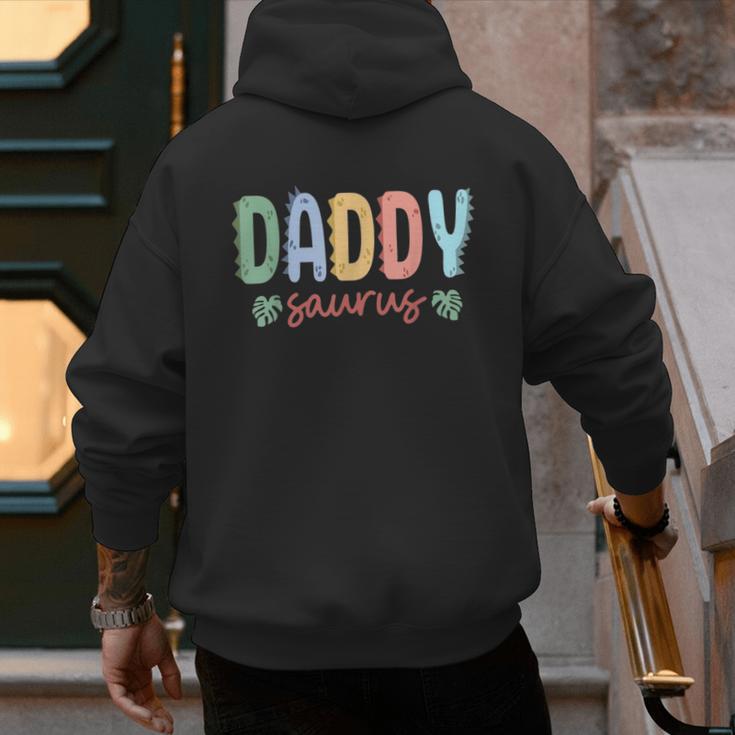 Daddy Saurus Dad Dinosaur Three Rex Birthday Boy Girl Family Men's Hoodie Back Print