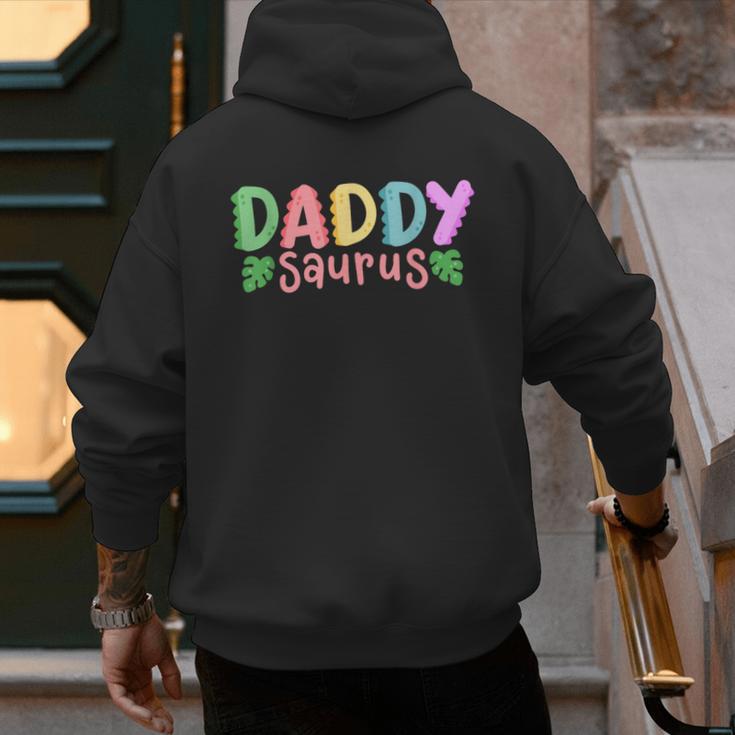 Daddy Saurus Kids Dinosaur Birthday Party Family Matching Men's Hoodie Back Print