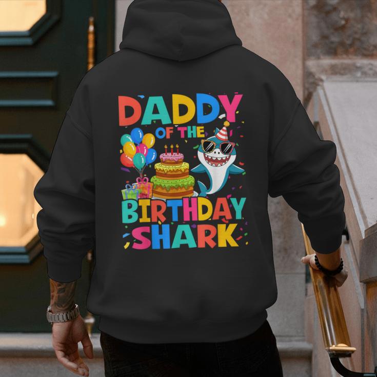 Daddy Of The Shark Birthday Dad Matching Family Men's Hoodie Back Print