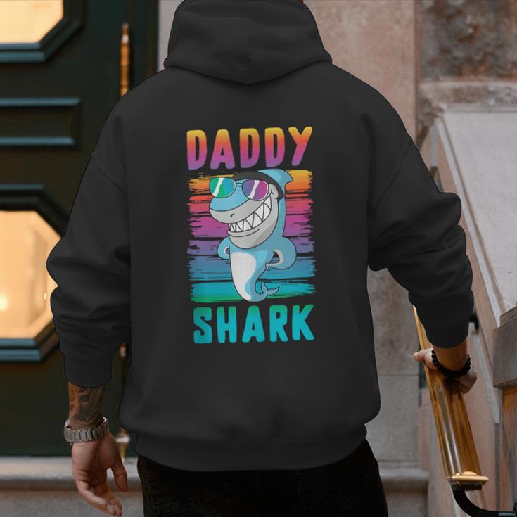 Daddy Shark Retro Vintage Dad Men's Hoodie Back Print
